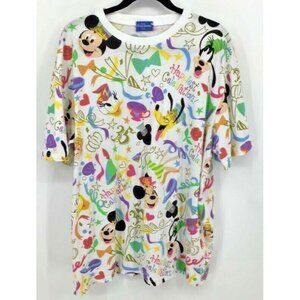 Disney Resort Tokyo Tee Shirt 3L White Celebration Scoop Neck Short Sleve New B5